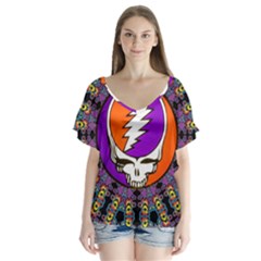 V-Neck Flutter Sleeve Top 