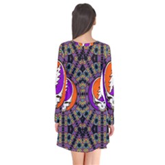 Long Sleeve V-neck Flare Dress 