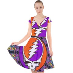Cap Sleeve Front Wrap Midi Dress 