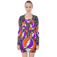 V-neck Bodycon Long Sleeve Dress 