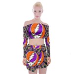 Gratefuldead Grateful Dead Pattern Off Shoulder Top with Mini Skirt Set