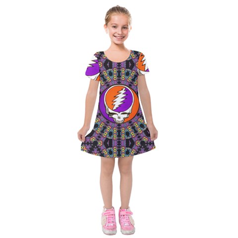 Gratefuldead Grateful Dead Pattern Kids  Short Sleeve Velvet Dress from ArtsNow.com