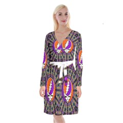 Long Sleeve Velvet Front Wrap Dress 
