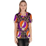 Gratefuldead Grateful Dead Pattern Women s V-Neck Scrub Top