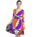 Gratefuldead Grateful Dead Pattern Quarter Sleeve Waist Band Dress