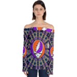 Gratefuldead Grateful Dead Pattern Off Shoulder Long Sleeve Top
