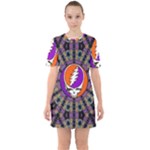 Gratefuldead Grateful Dead Pattern Sixties Short Sleeve Mini Dress