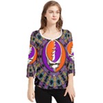 Gratefuldead Grateful Dead Pattern Chiffon Quarter Sleeve Blouse