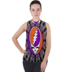 Gratefuldead Grateful Dead Pattern Mock Neck Chiffon Sleeveless Top