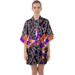 Gratefuldead Grateful Dead Pattern Half Sleeve Satin Kimono 