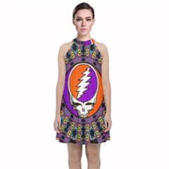 Velvet Halter Neckline Dress  