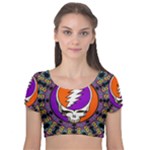 Gratefuldead Grateful Dead Pattern Velvet Short Sleeve Crop Top 