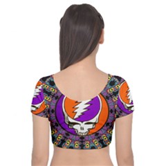Velvet Short Sleeve Crop Top  