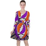 Gratefuldead Grateful Dead Pattern Quarter Sleeve Ruffle Waist Dress