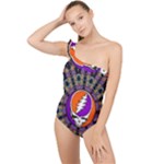 Gratefuldead Grateful Dead Pattern Frilly One Shoulder Swimsuit