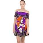 Gratefuldead Grateful Dead Pattern Off Shoulder Chiffon Dress