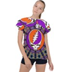Gratefuldead Grateful Dead Pattern Ruffle Collar Chiffon Blouse