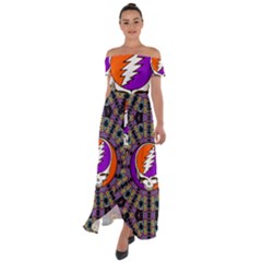Off Shoulder Open Front Chiffon Dress 