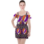 Gratefuldead Grateful Dead Pattern Ruffle Cut Out Chiffon Playsuit