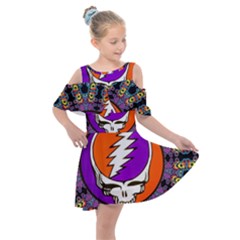 Kids  Shoulder Cutout Chiffon Dress 