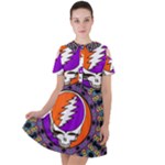 Gratefuldead Grateful Dead Pattern Short Sleeve Shoulder Cut Out Dress 