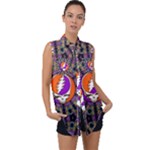 Gratefuldead Grateful Dead Pattern Sleeveless Chiffon Button Shirt