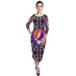 Gratefuldead Grateful Dead Pattern Quarter Sleeve Midi Velour Bodycon Dress