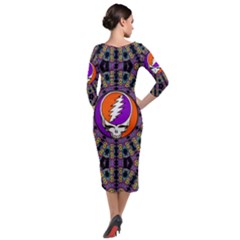 Quarter Sleeve Midi Velour Bodycon Dress 