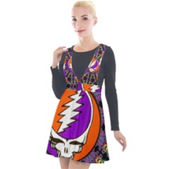 Plunge Pinafore Velour Dress 