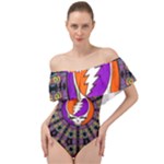 Gratefuldead Grateful Dead Pattern Off Shoulder Velour Bodysuit 