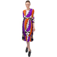 Ruffle End Midi Chiffon Dress 