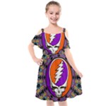 Gratefuldead Grateful Dead Pattern Kids  Cut Out Shoulders Chiffon Dress