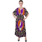Gratefuldead Grateful Dead Pattern V-Neck Boho Style Maxi Dress