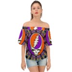 Gratefuldead Grateful Dead Pattern Off Shoulder Short Sleeve Top
