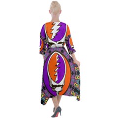 Quarter Sleeve Wrap Front Maxi Dress 