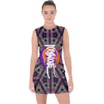 Gratefuldead Grateful Dead Pattern Lace Up Front Bodycon Dress
