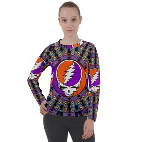 Gratefuldead Grateful Dead Pattern Women s Long Sleeve Raglan Tee from ArtsNow.com