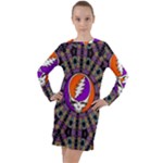 Gratefuldead Grateful Dead Pattern Long Sleeve Hoodie Dress