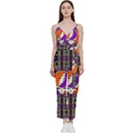 Gratefuldead Grateful Dead Pattern V-Neck Spaghetti Strap Tie Front Jumpsuit
