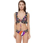 Gratefuldead Grateful Dead Pattern Low Cut Ruffle Edge Bikini Set