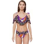 Gratefuldead Grateful Dead Pattern Ruffle Edge Tie Up Bikini Set	