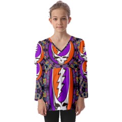 Kids  V Neck Casual Top 