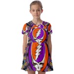 Gratefuldead Grateful Dead Pattern Kids  Short Sleeve Pinafore Style Dress