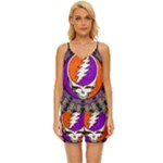 Gratefuldead Grateful Dead Pattern V-Neck Satin Pajamas Set