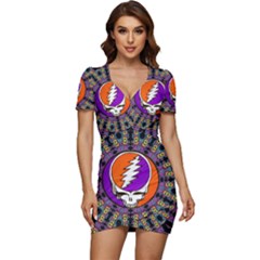 Low Cut Cap Sleeve Mini Dress 