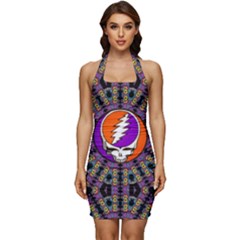 Sleeveless Wide Square Neckline Ruched Bodycon Dress 