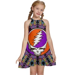 Kids  Halter Collar Waist Tie Chiffon Dress 
