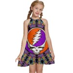 Gratefuldead Grateful Dead Pattern Kids  Halter Collar Waist Tie Chiffon Dress