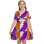 Gratefuldead Grateful Dead Pattern Kids  Short Sleeve Tiered Mini Dress
