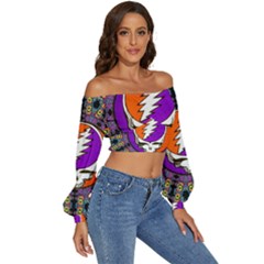 Long Sleeve Crinkled Weave Crop Top 